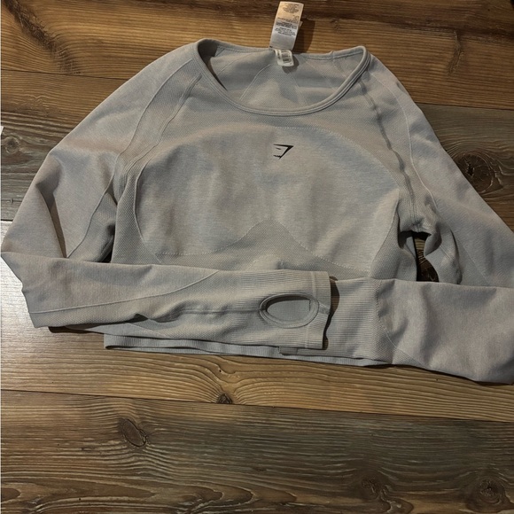 Gymshark Tops - Gymshark Light Gray Long Sleeve Top
